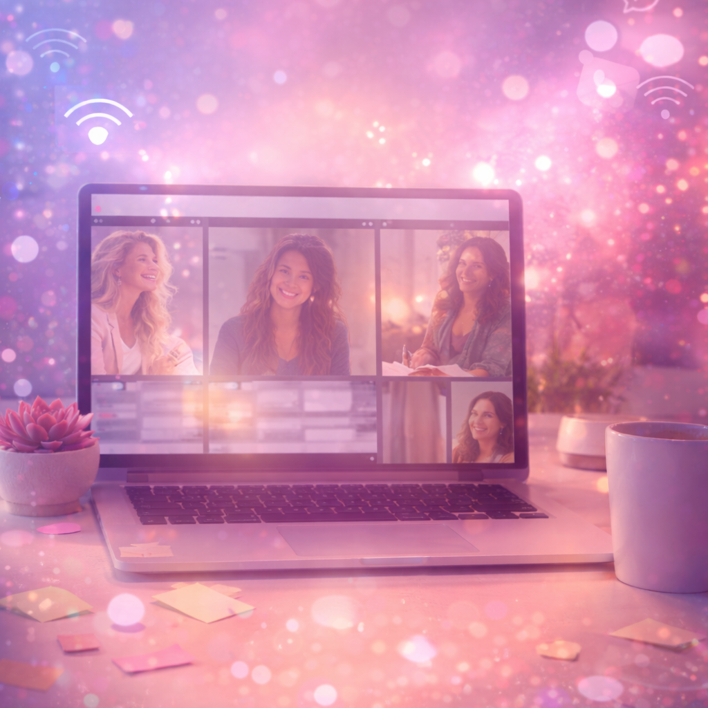 Rencontre entrepreneuriale en visio – Les pépites & les pépins Réunion en visio entre entrepreneures lors d’une rencontre entrepreneuriale en ligne